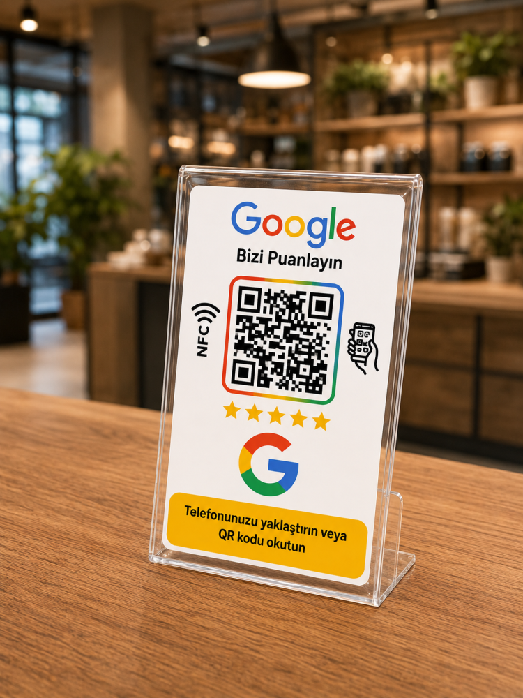 Google Yorum Standlı NFC Kartı (8x5cm)